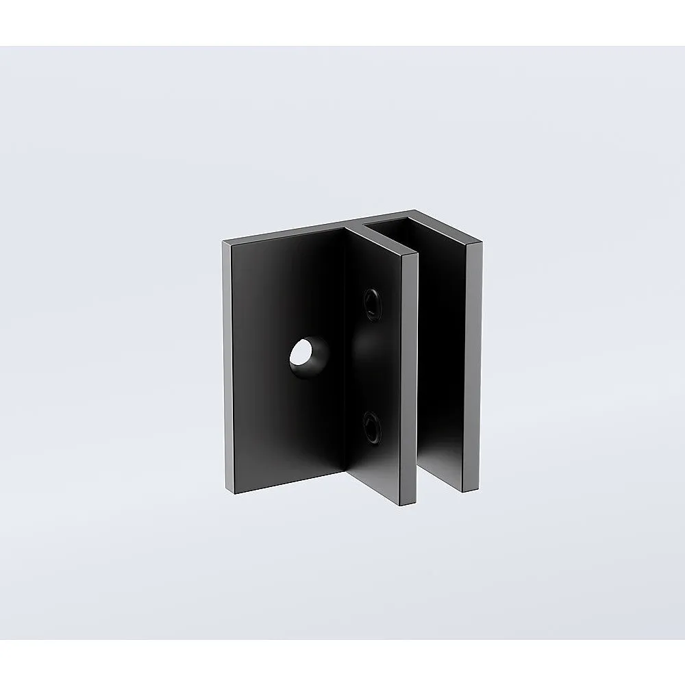 100cm Wall to Wall Frameless Shower Screen with Black Brackets and Brass Hinges, Round Knob Handle