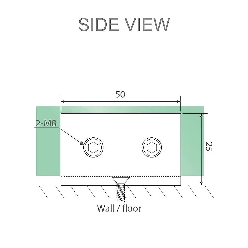 100x100cm Double Door Corner Shower Screen with Black Brackets and SS Hinges, Round Knob Handle