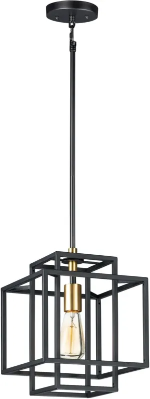 10"W Liner Single Pendant Black / Satin Brass