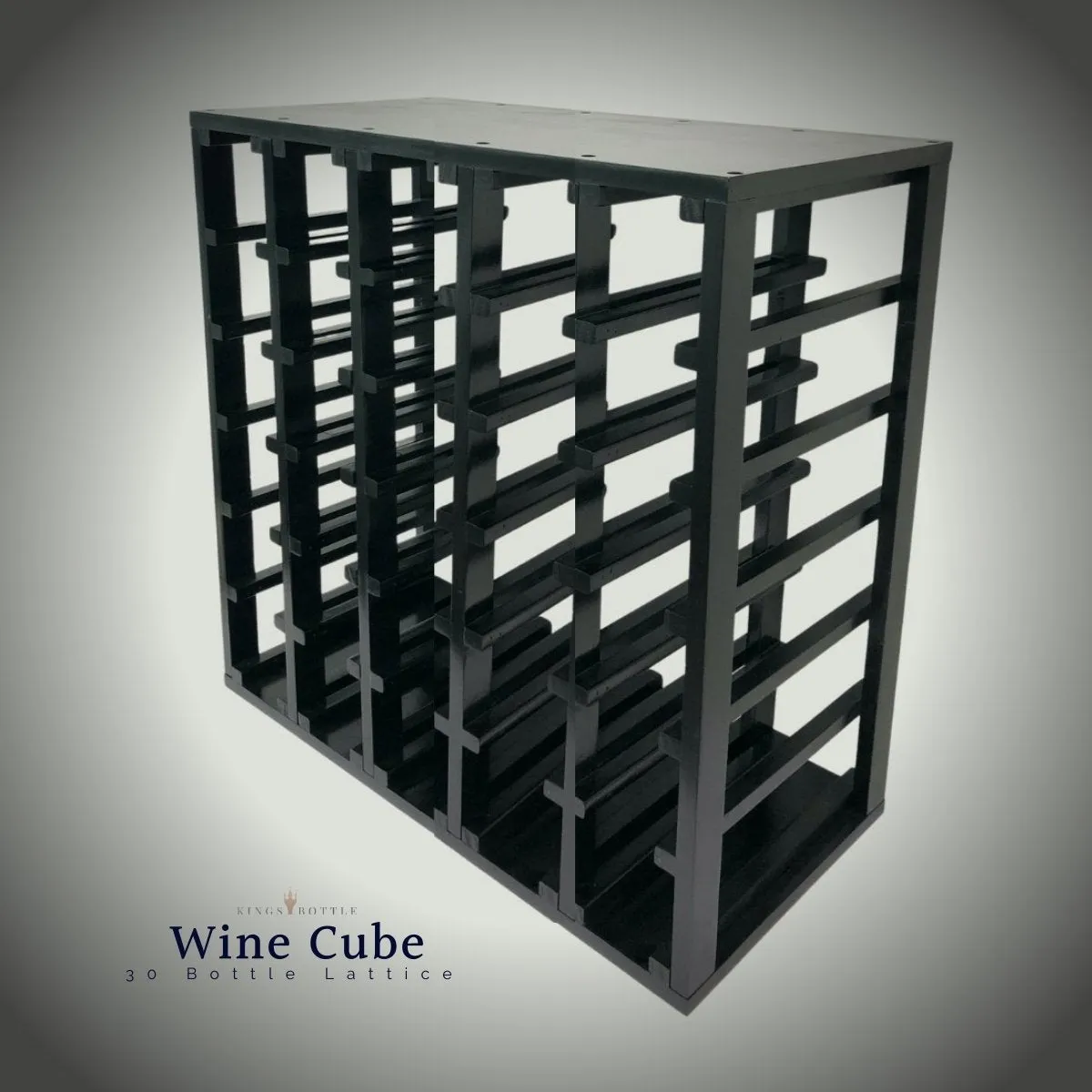 30 Bottle Lattice Wine Cube – Black Onyx and Natural Finishes | 18mm Thick