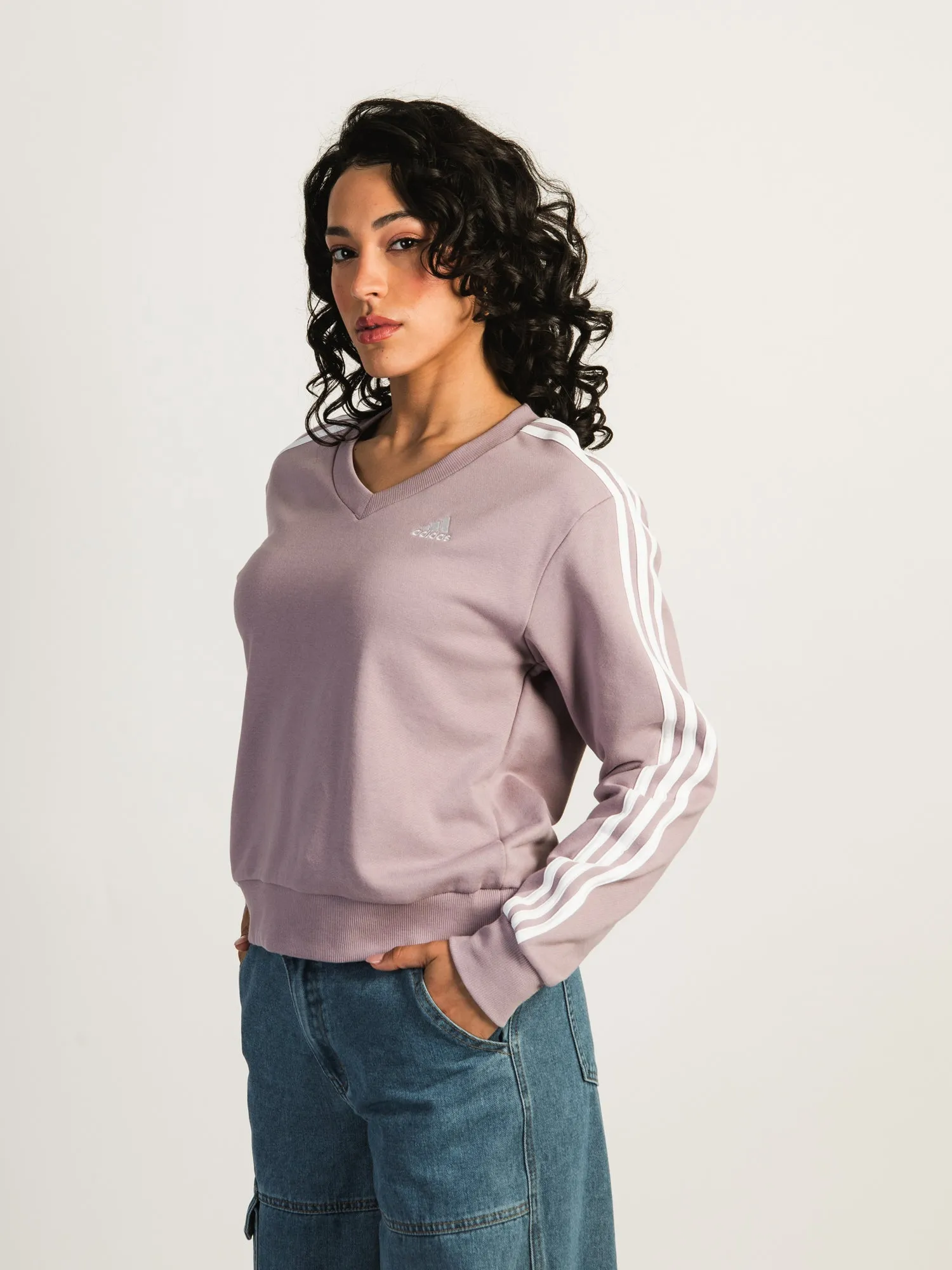 ADIDAS ESSENTIAL 3-STRIPE VNECK SWEATER