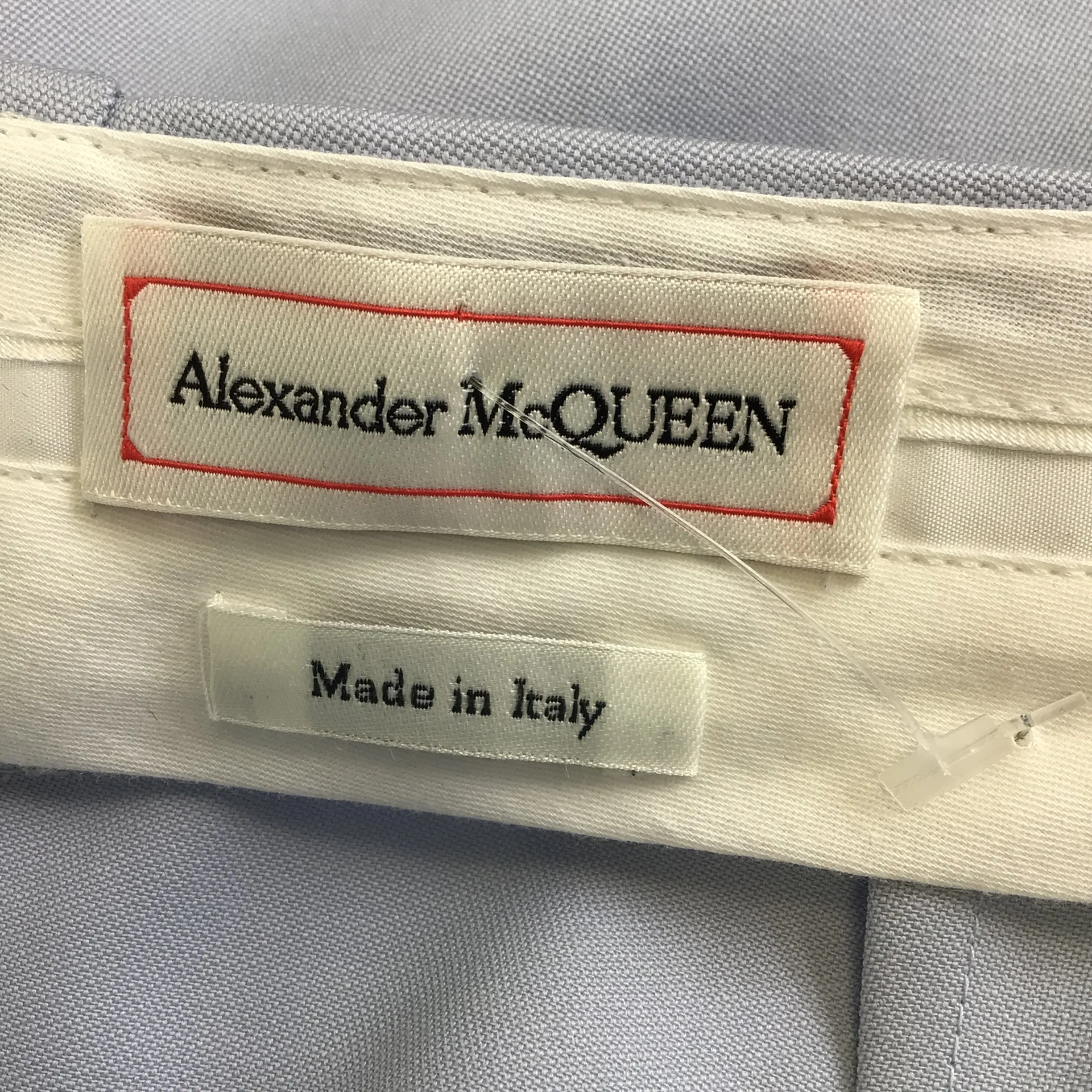 Alexander McQueen Light Blue 2022 Tapered Leg Wool Pants / Trousers