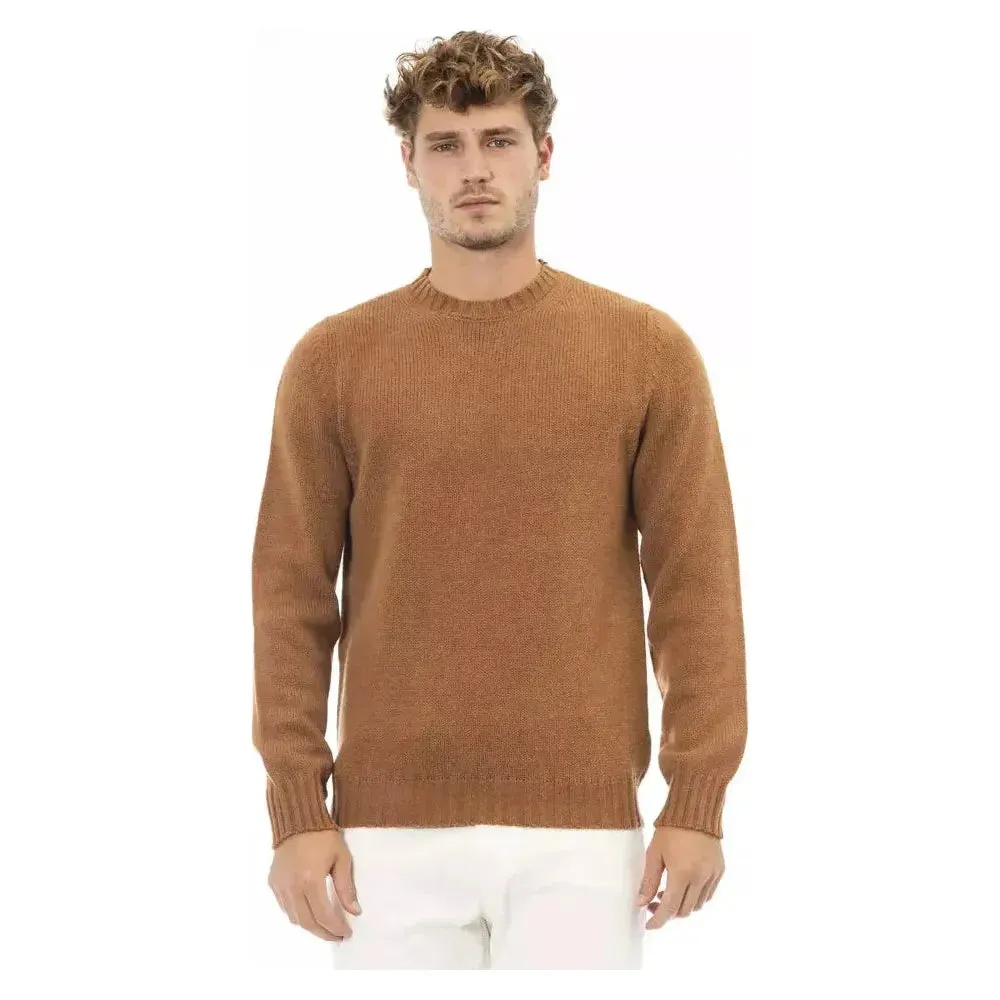 Alpha Studio Beige Alpaca Men Sweater