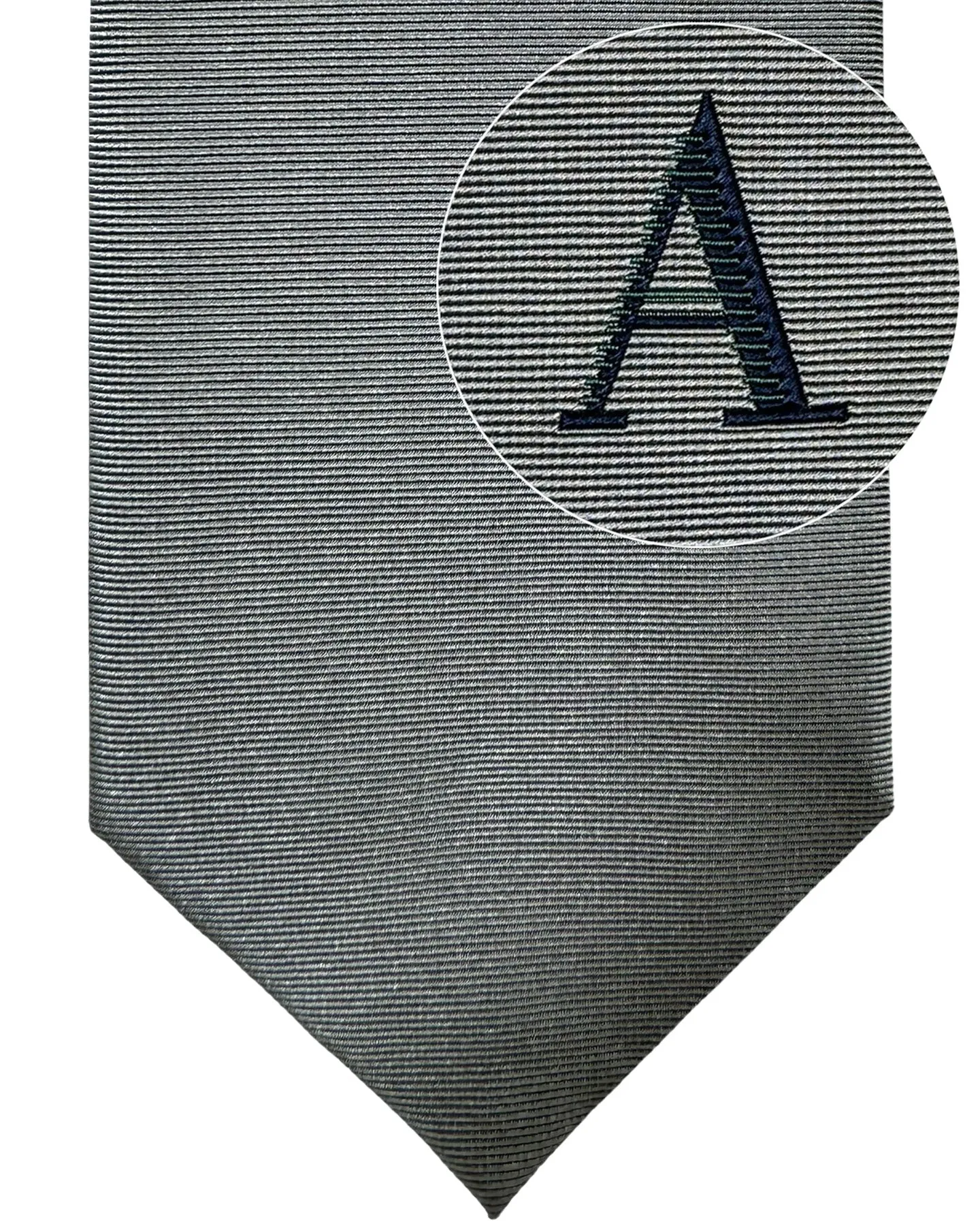 Armani Silk Tie Gray Grosgrain A Logo SALE