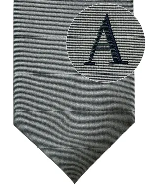 Armani Silk Tie Gray Grosgrain A Logo SALE