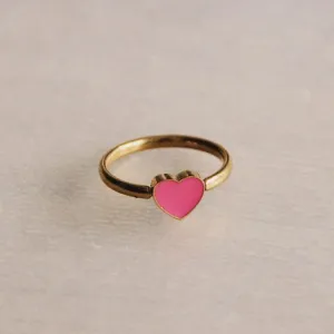 Bazou Gold Pink Enamel Heart Ring