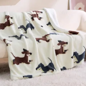 Bedsure Printed Throw Sherpa Blanket Print-dachshund