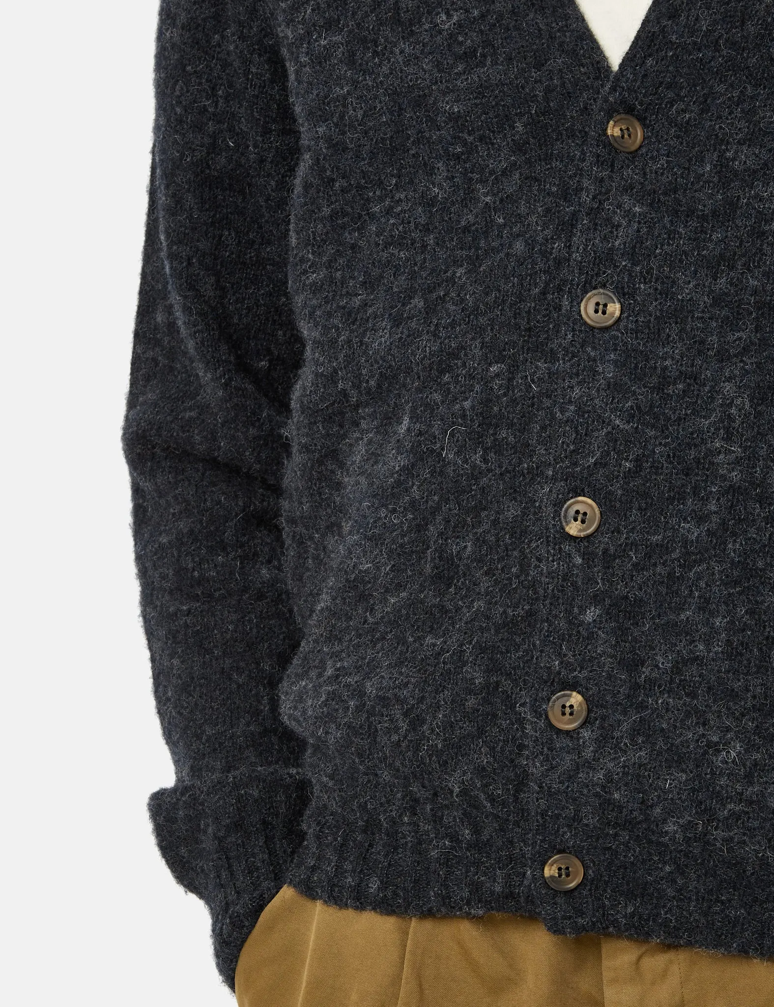 Bhode Lambswool Cardigan (Made in Scotland) - Charcoal Grey