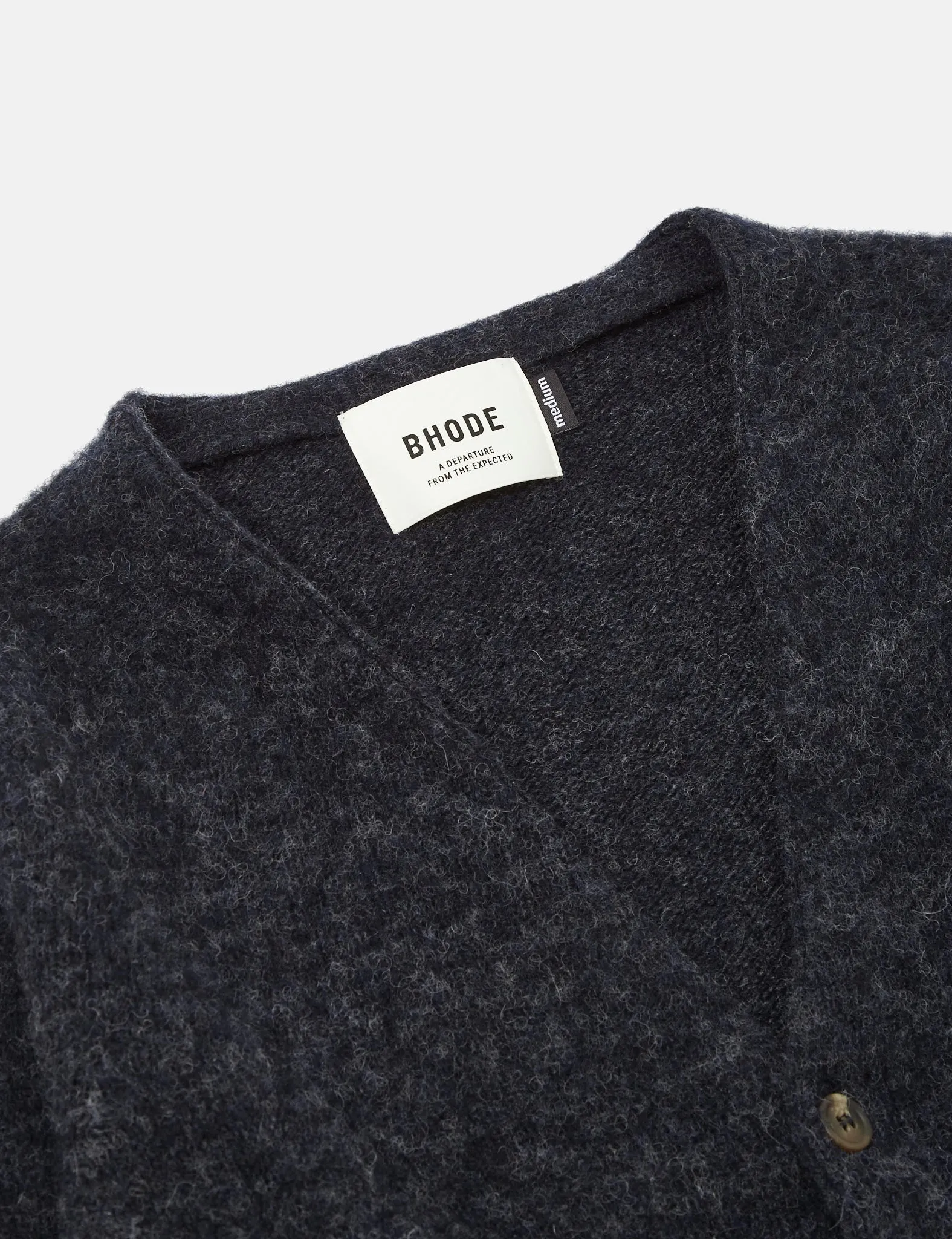 Bhode Lambswool Cardigan (Made in Scotland) - Charcoal Grey