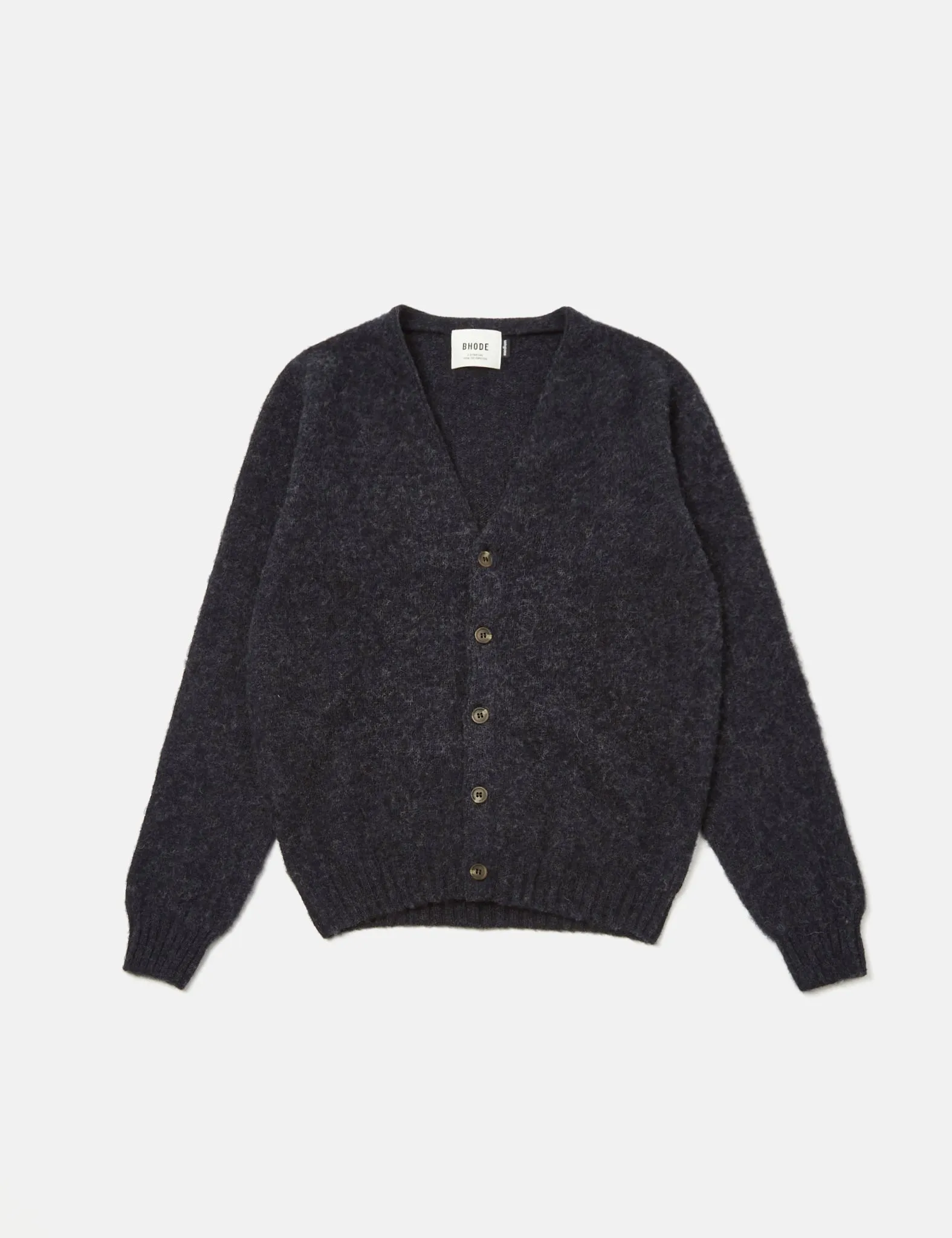 Bhode Lambswool Cardigan (Made in Scotland) - Charcoal Grey