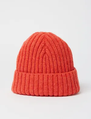 Bhode Rib Beanie Hat (Lambswool) - Inferno