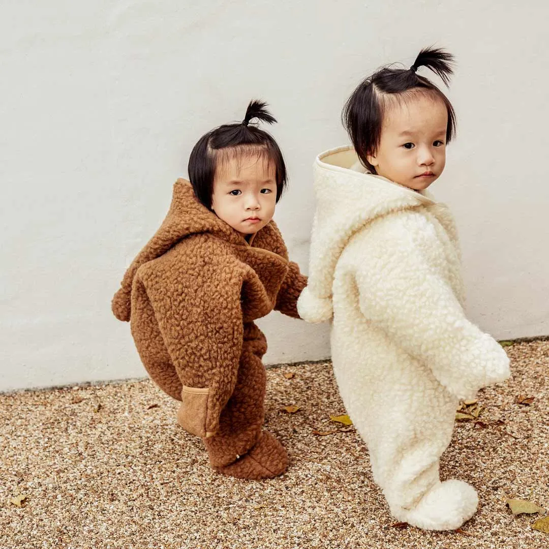 BINIBAMBA Merino Sheepskin Snugglesuit - Milk