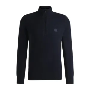 BOSS Logo Patch Kanobix-S Dark Navy Half Zip Sweatshirt