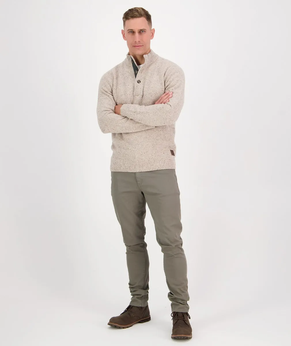 Clifton Half Placket Jumper - Oatmeal