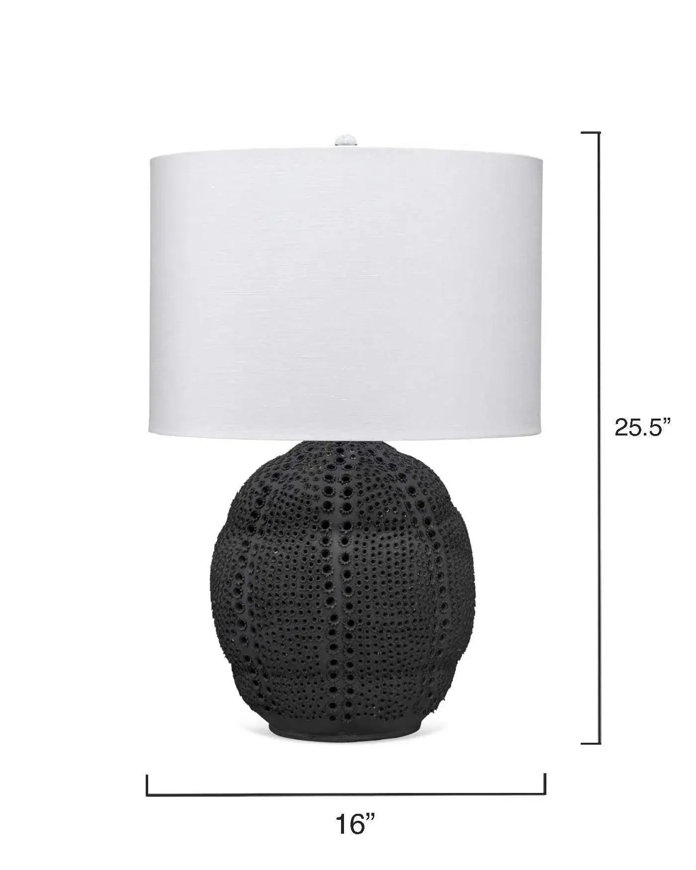 Coastal Style Black Porcelain Lunar Table Lamp