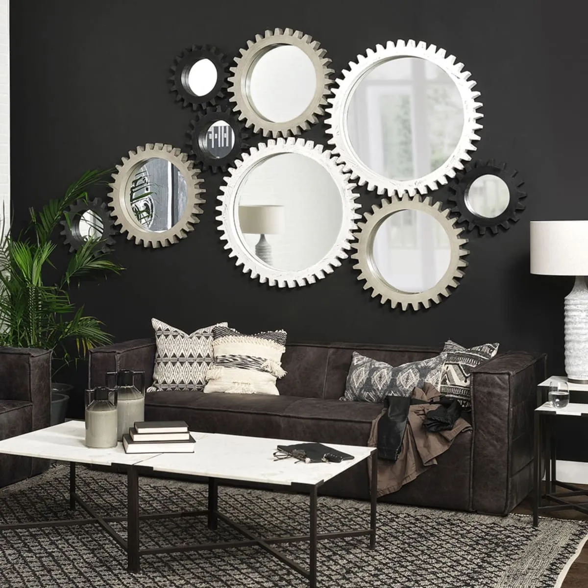 Cog Wall Mirror   Sundance Black Wood | 17" | Sundance