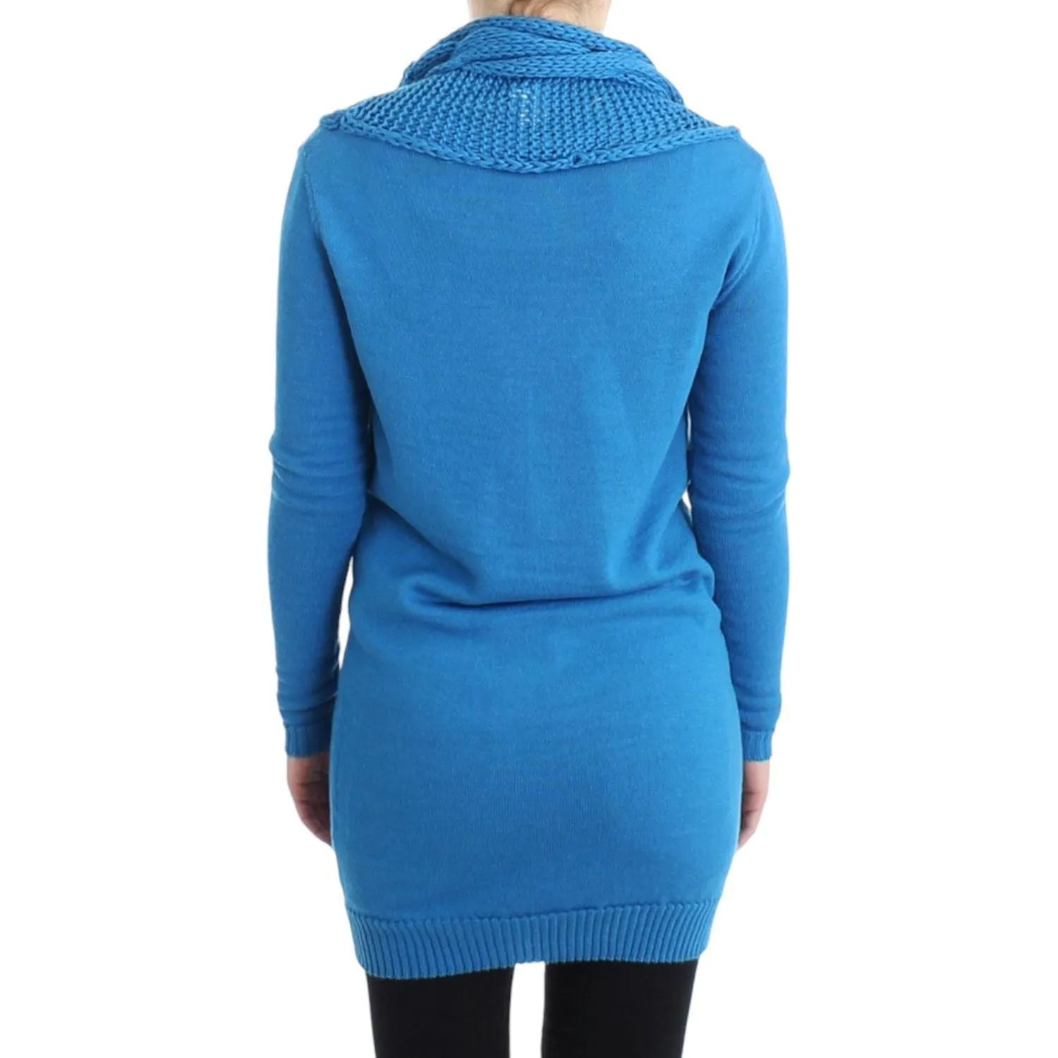 Costume National Cozy Scoop Neck Blue Knit Sweater