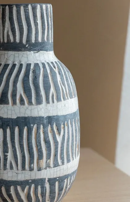 Cream & Grey Ceramic Vase