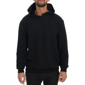 Daniele Alessandrini Elegant Black Cotton Hooded Sweater