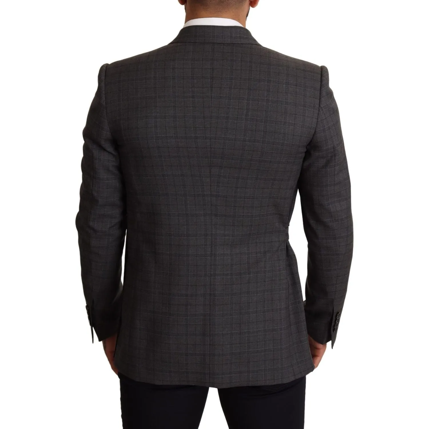 Dolce & Gabbana Chic Gray Check Martini Slim Fit Double-Breasted Blazer