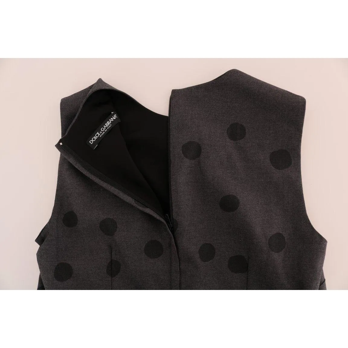 Dolce & Gabbana Chic Sleeveless Polka Dotted Wool Dress