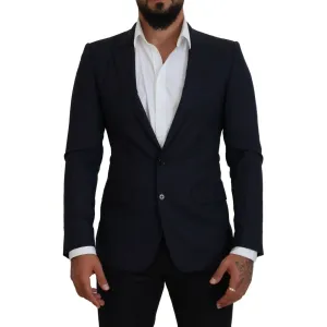 Dolce & Gabbana Elegant Blue Wool Silk Blazer Jacket