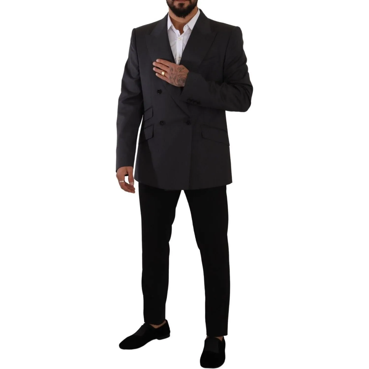 Dolce & Gabbana Elegant Gray Sicilia Wool Blend Suit