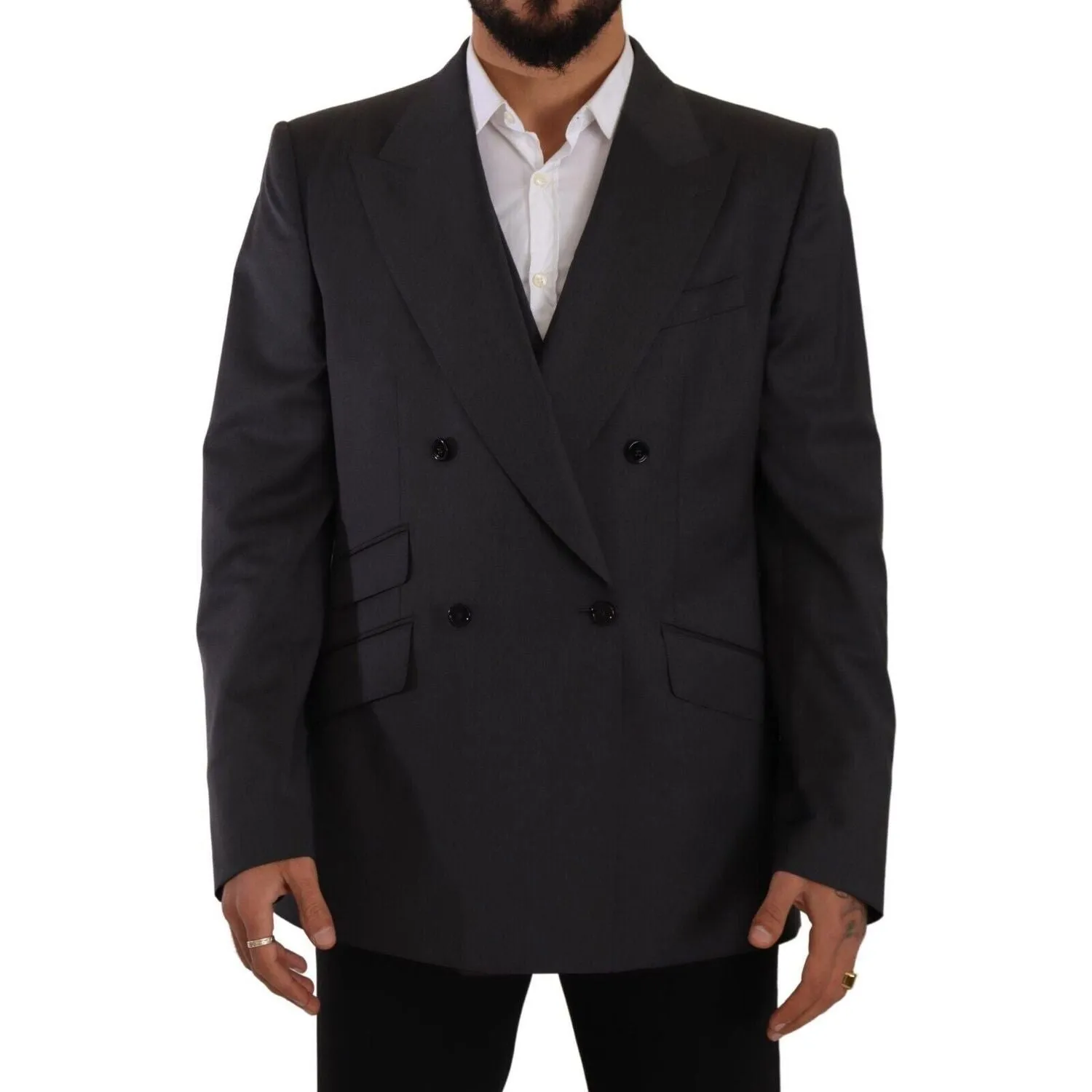 Dolce & Gabbana Elegant Gray Sicilia Wool Blend Suit