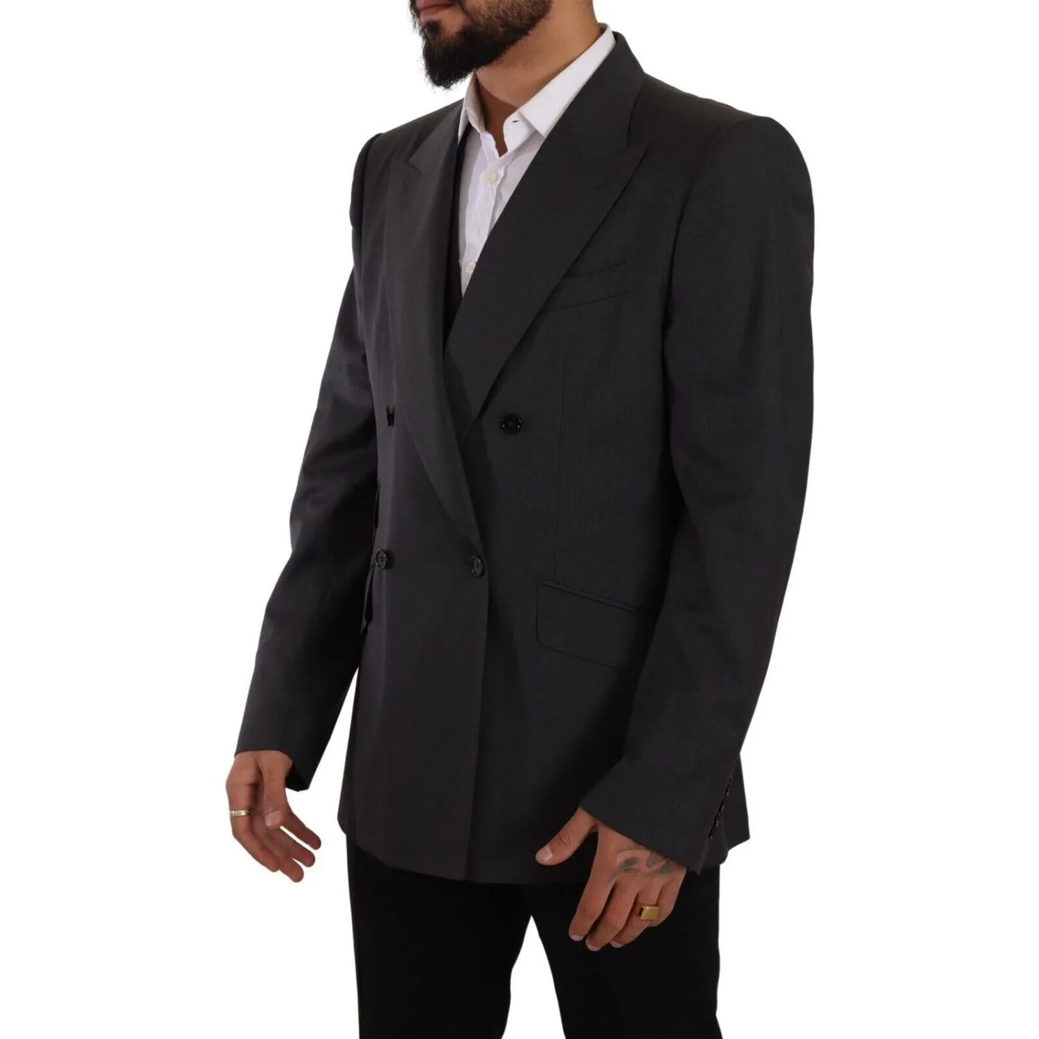 Dolce & Gabbana Elegant Gray Sicilia Wool Blend Suit