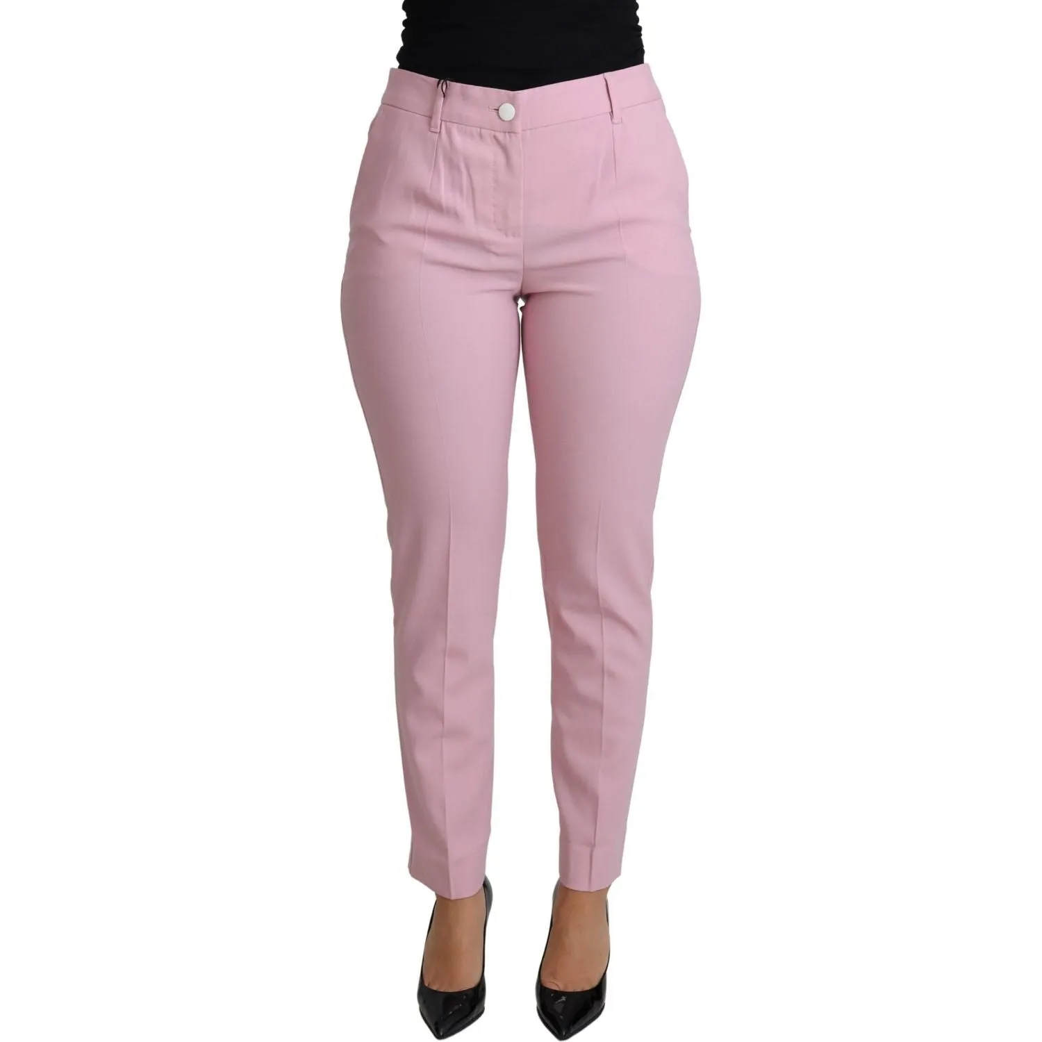 Dolce & Gabbana Elegant Pink High-Waisted Wool Trousers