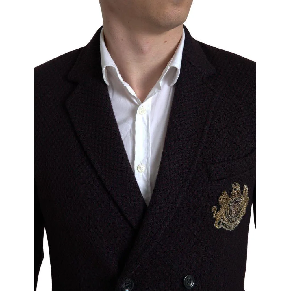 Dolce & Gabbana Elegant Purple Double Breasted Wool Blazer