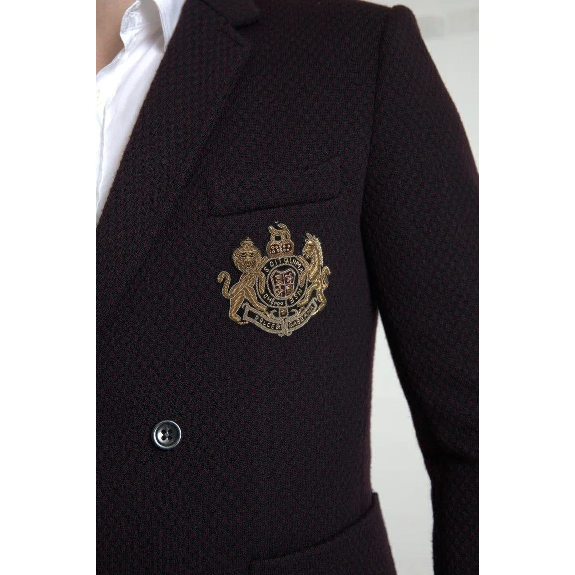 Dolce & Gabbana Elegant Purple Double Breasted Wool Blazer