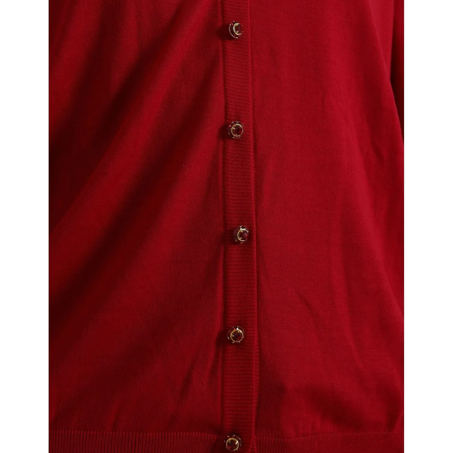 Dolce & Gabbana Elegant Red V-Neck Wool Cardigan