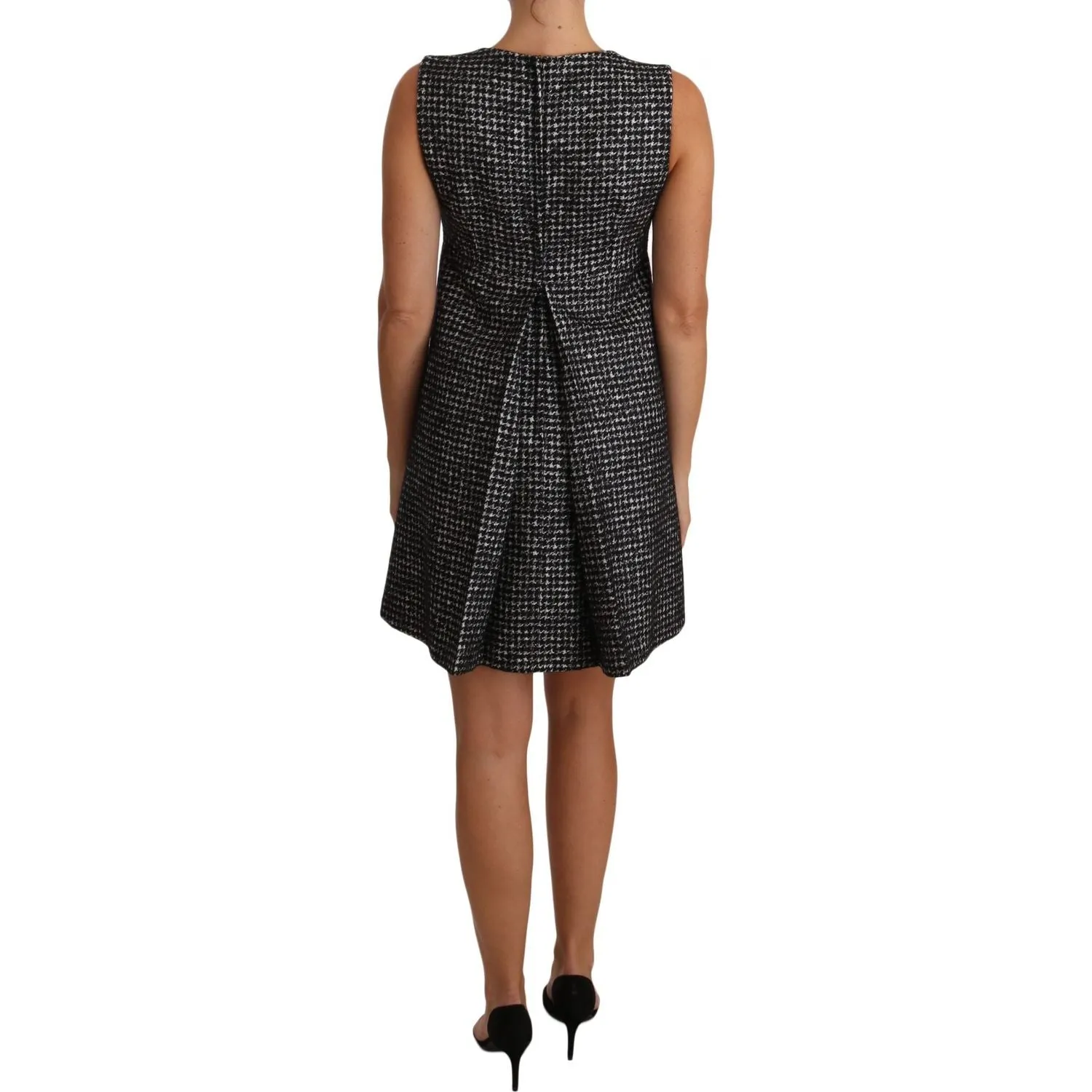 Dolce & Gabbana Houndstooth Floral Appliqué Shift Dress