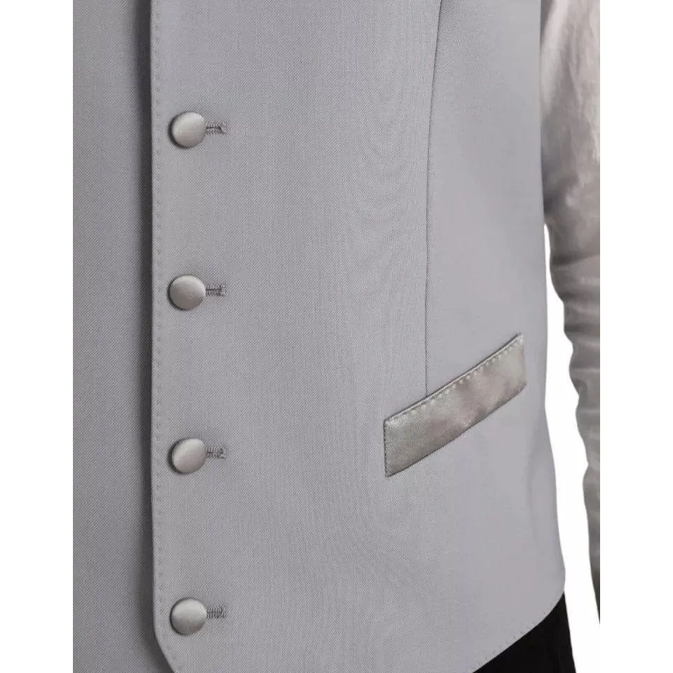 Dolce & Gabbana Light Blue Wool Formal Dress Waistcoat Vest