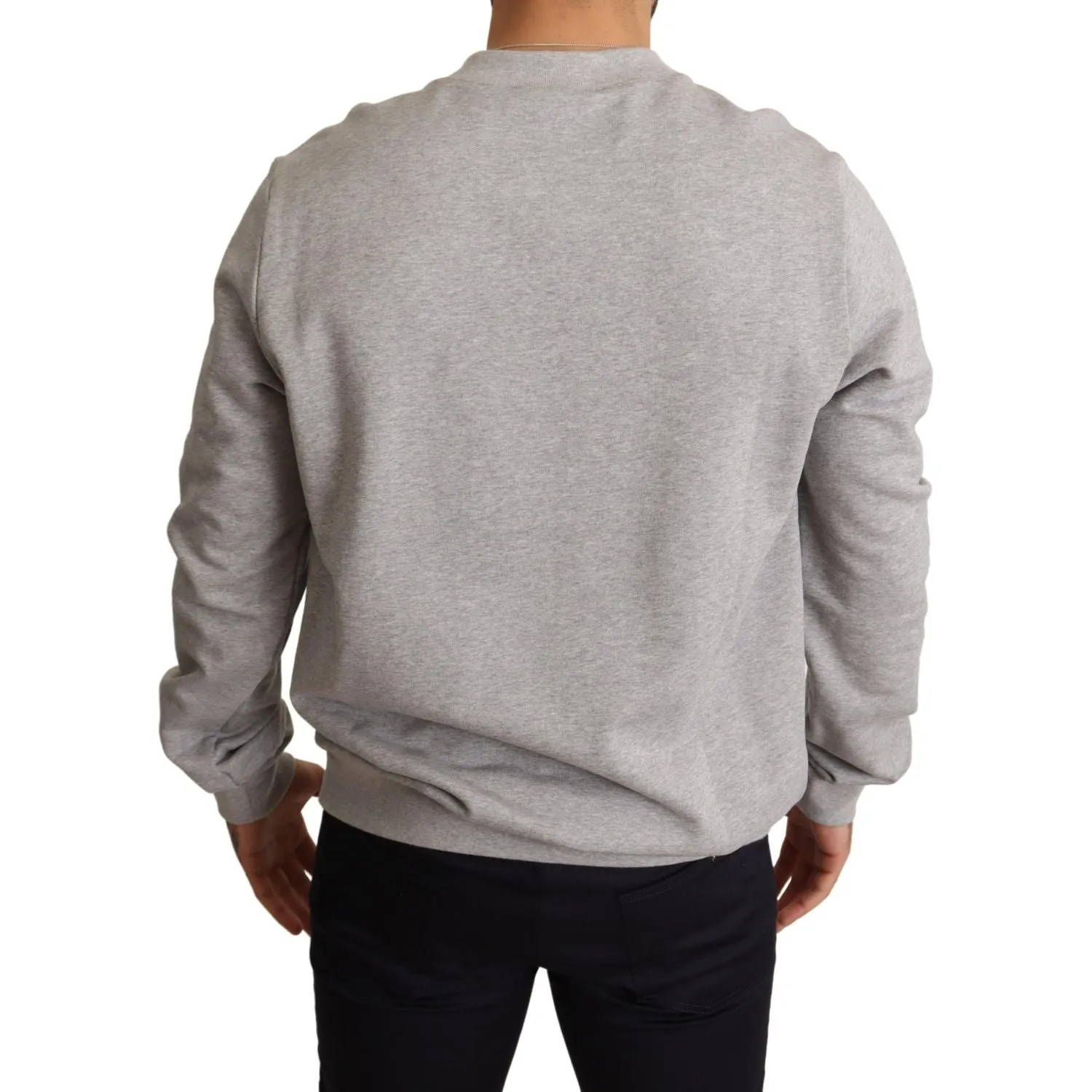 Dolce & Gabbana Regal Crown Cotton Sweater - Sophisticated Gray