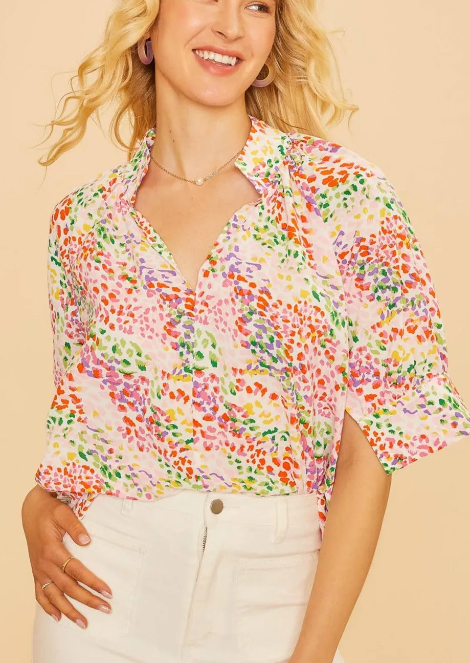 Dots of Color V-neck Blouse