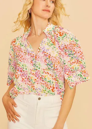 Dots of Color V-neck Blouse