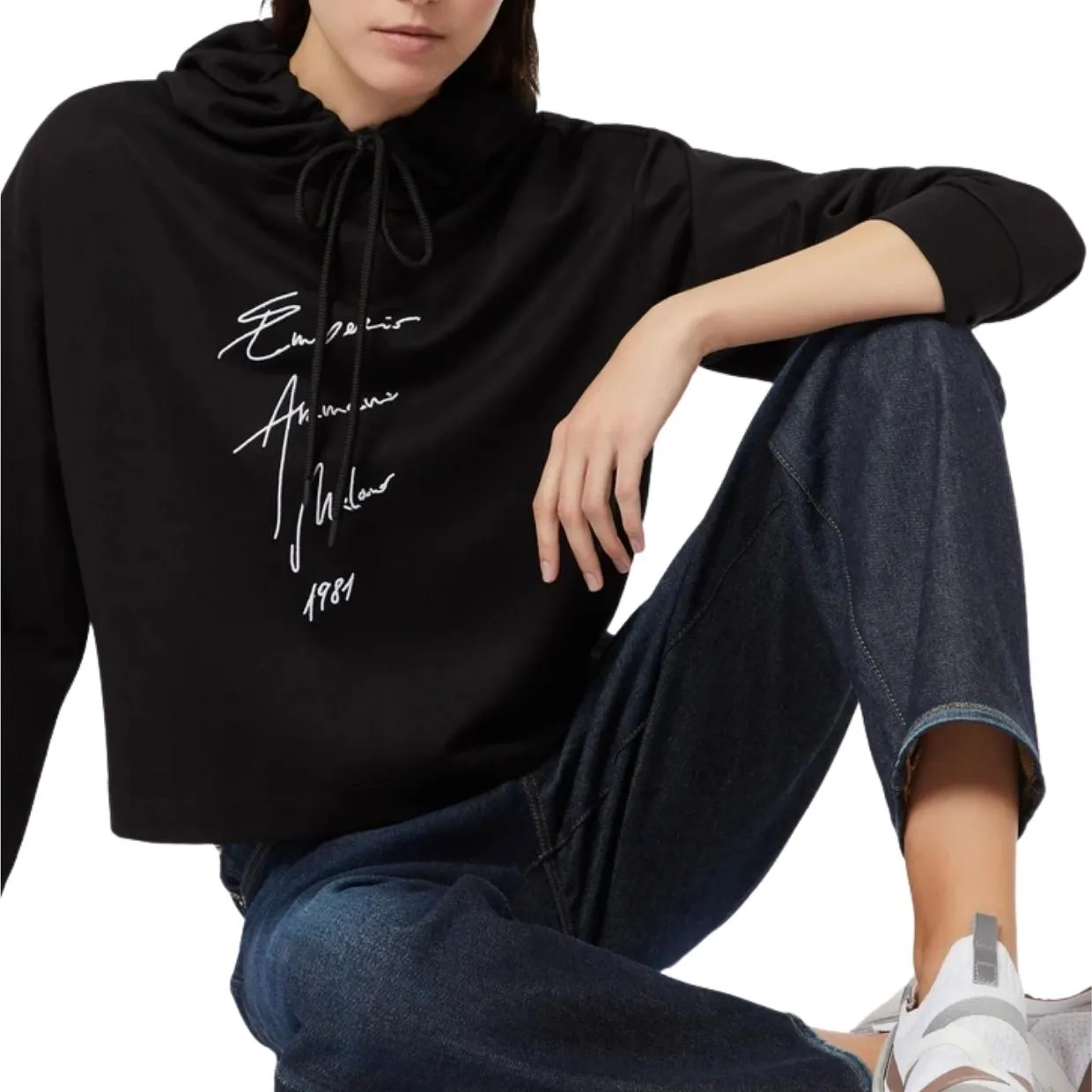 Emporio Armani Hooded Sweatshirt with Milano 1981 Signature Embroidered Logo