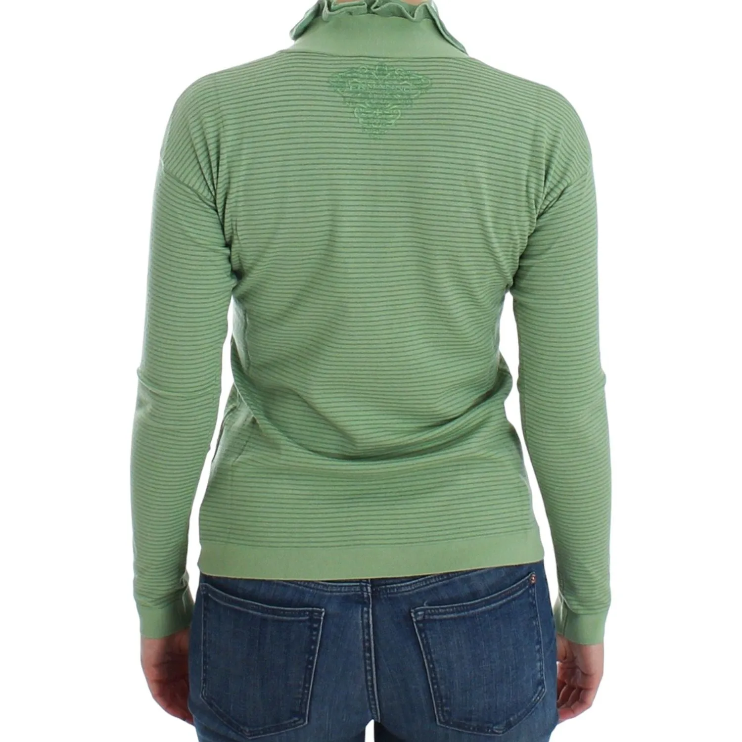 Ermanno Scervino Elegant Green Striped Wool Blend Sweater