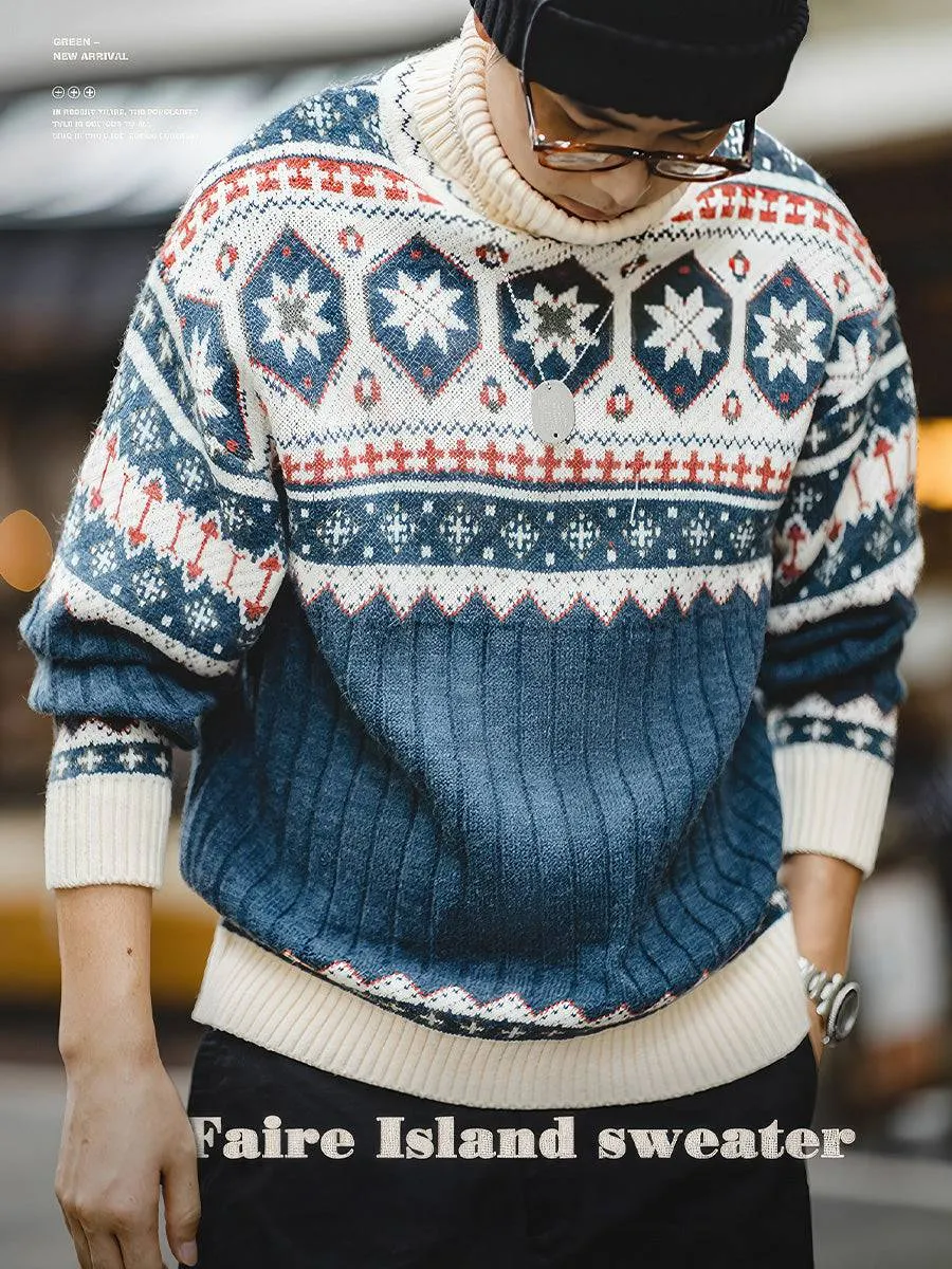 Fair Isle Jacquard Turtleneck Sweater