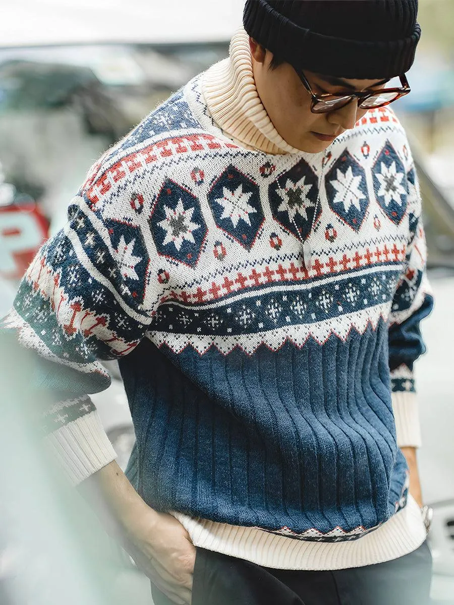 Fair Isle Jacquard Turtleneck Sweater