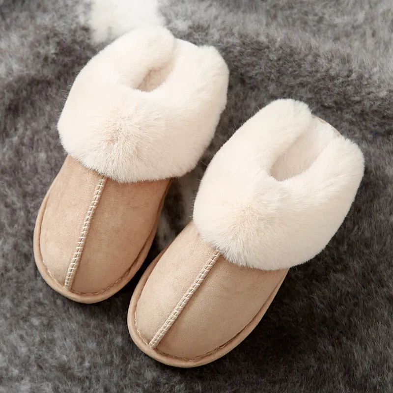 Faux Fur Slippers - Fuzzy Slippers for Women