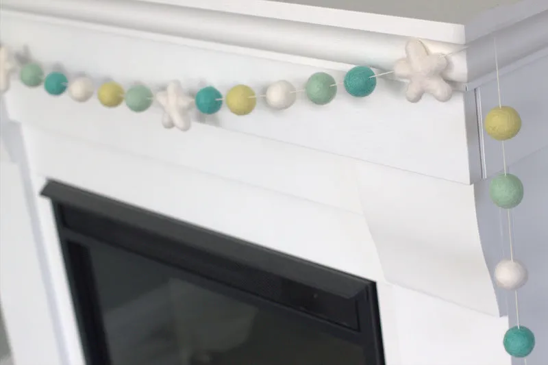 Felt Ball & Star Garland- Turquoise Yellow White