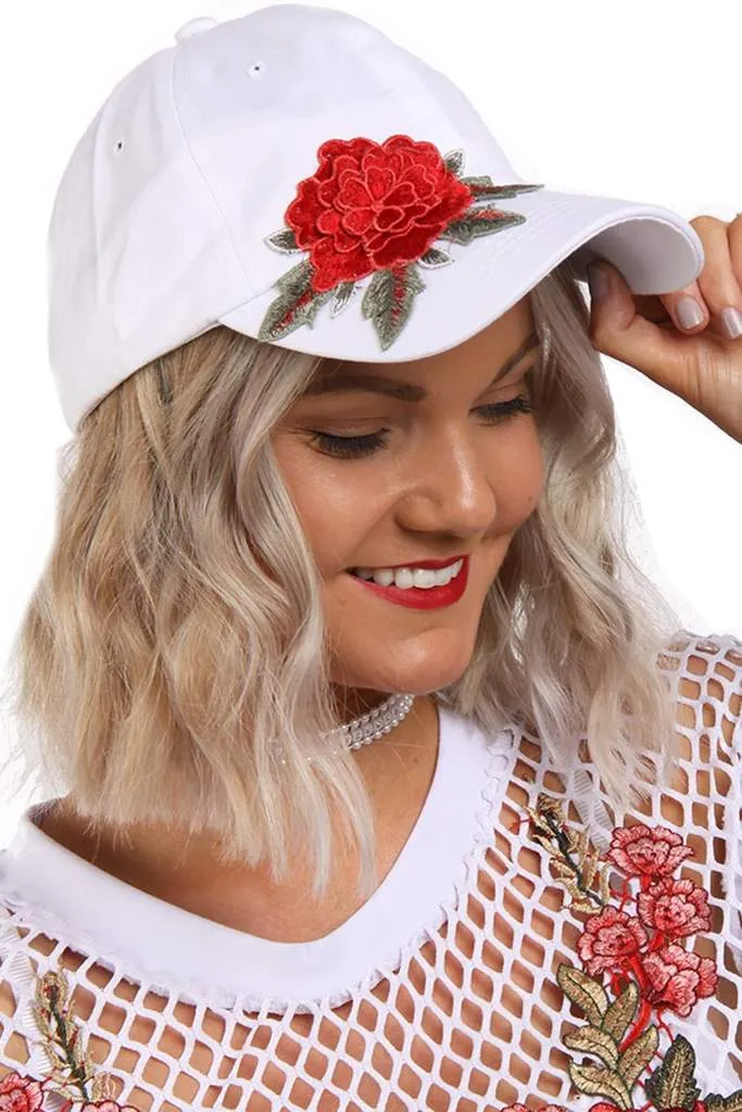 Flower Embroidered Baseball Cap