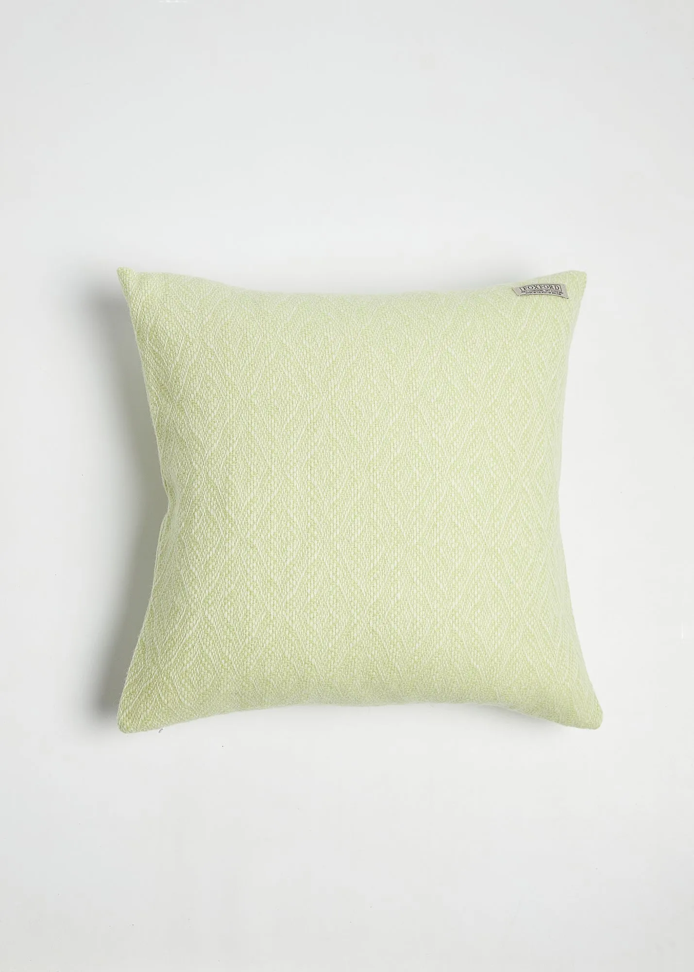 Foxford Lime Diamond Weave Lambswool Cushion