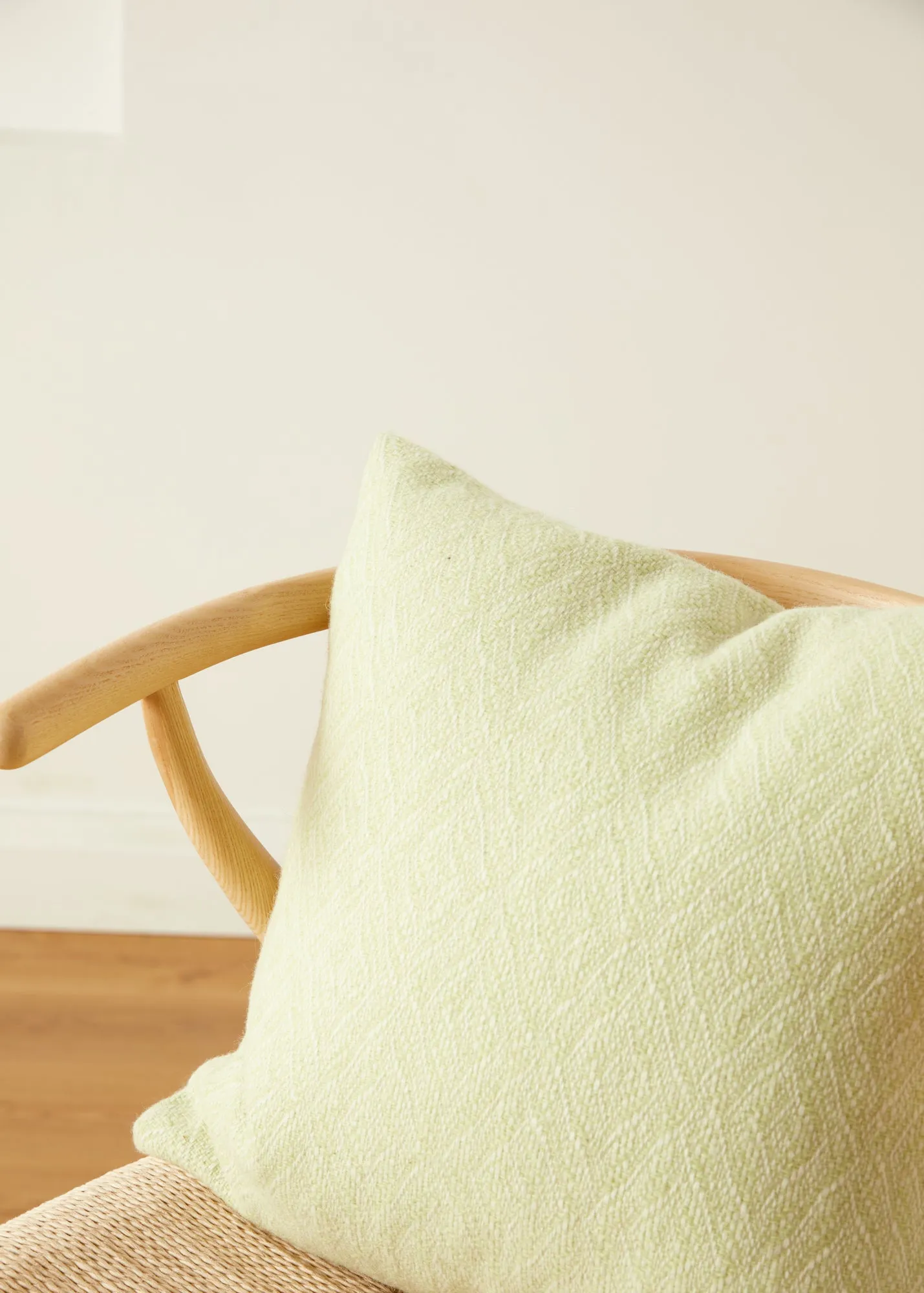 Foxford Lime Diamond Weave Lambswool Cushion