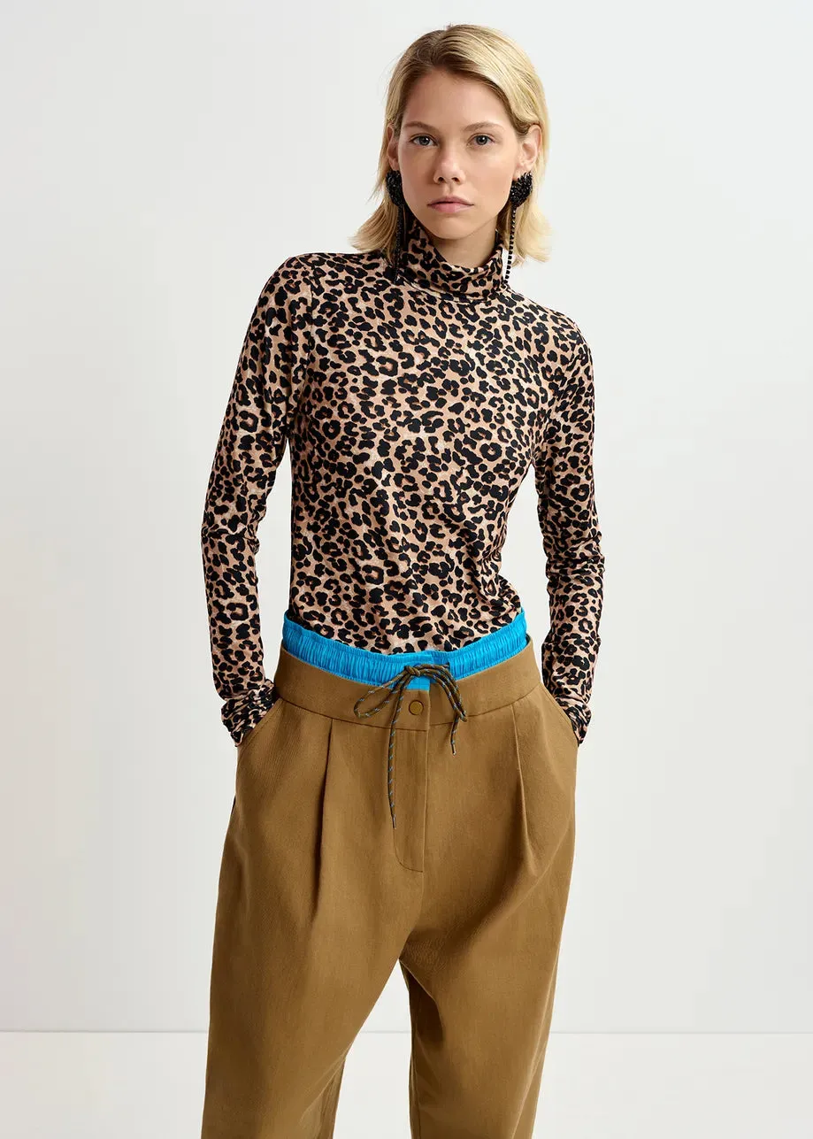 Going Turtleneck Top - Leopard Print