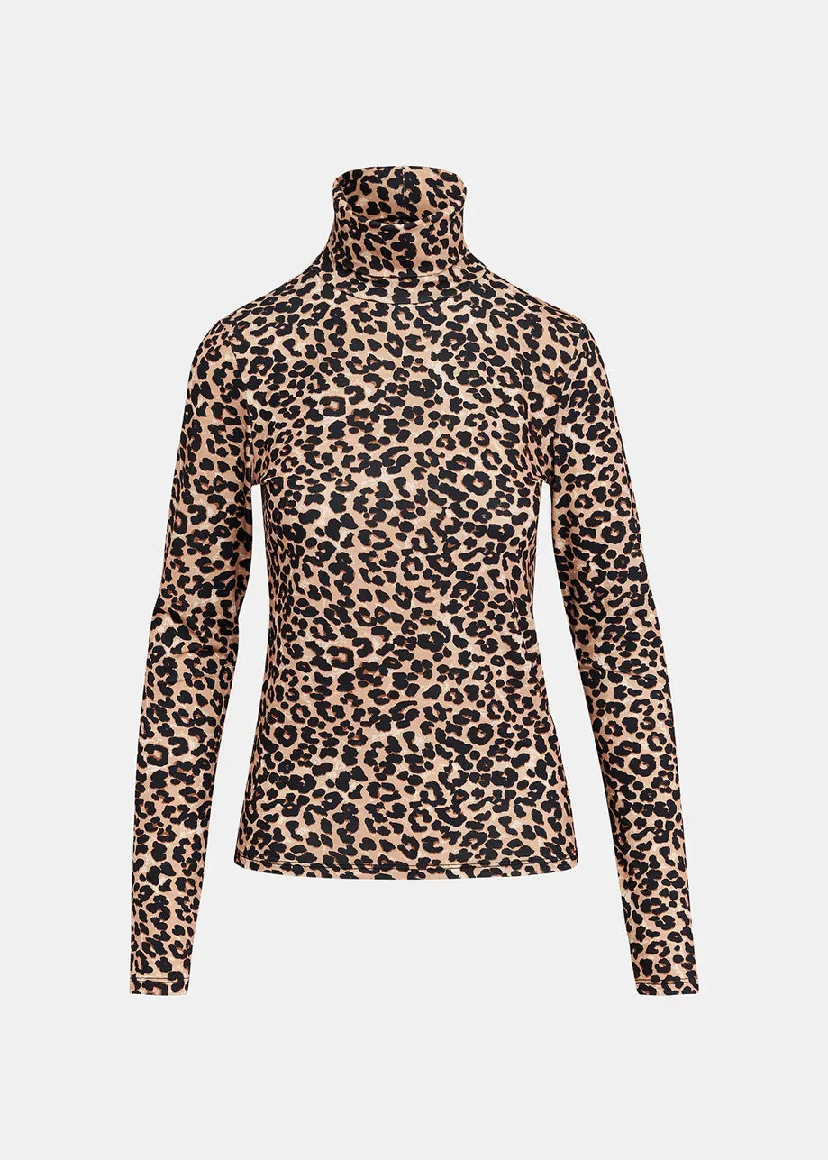 Going Turtleneck Top - Leopard Print