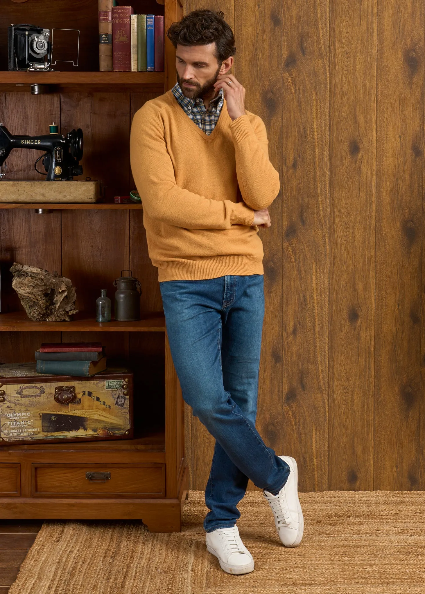 Hampshire Lambswool Jumper in Harvest Gold - Classic Fit